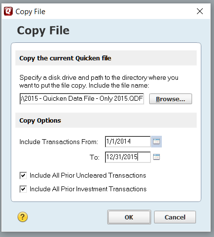 Quicken's Regular Archive Copy Tool