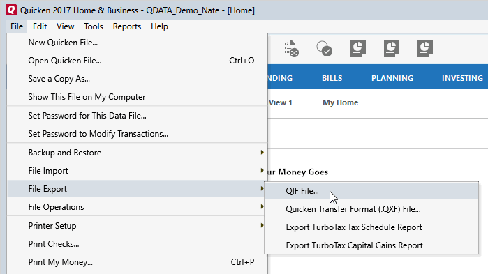 Moneyspire Import Quicken Data Step 1&2