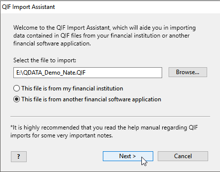 Moneyspire Import Quicken Data Step 6